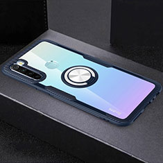Coque Ultra Slim Silicone Souple Housse Etui Transparente avec Support Bague Anneau Aimante Magnetique C01 pour Xiaomi Redmi Note 8 (2021) Bleu