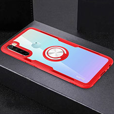 Coque Ultra Slim Silicone Souple Housse Etui Transparente avec Support Bague Anneau Aimante Magnetique C01 pour Xiaomi Redmi Note 8 (2021) Rouge