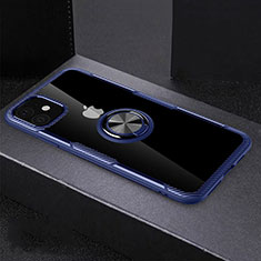 Coque Ultra Slim Silicone Souple Housse Etui Transparente avec Support Bague Anneau Aimante Magnetique C02 pour Apple iPhone 11 Bleu