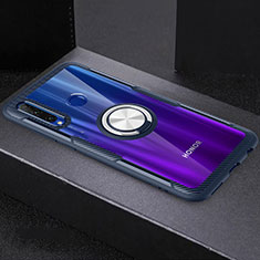 Coque Ultra Slim Silicone Souple Housse Etui Transparente avec Support Bague Anneau Aimante Magnetique C02 pour Huawei Honor 20 Lite Bleu