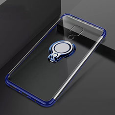 Coque Ultra Slim Silicone Souple Housse Etui Transparente avec Support Bague Anneau Aimante Magnetique C02 pour Huawei Mate 20 X 5G Bleu