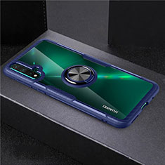 Coque Ultra Slim Silicone Souple Housse Etui Transparente avec Support Bague Anneau Aimante Magnetique C02 pour Huawei Nova 5 Bleu et Noir