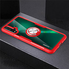 Coque Ultra Slim Silicone Souple Housse Etui Transparente avec Support Bague Anneau Aimante Magnetique C02 pour Huawei Nova 5 Pro Rouge
