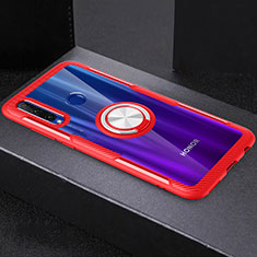 Coque Ultra Slim Silicone Souple Housse Etui Transparente avec Support Bague Anneau Aimante Magnetique C02 pour Huawei P Smart+ Plus (2019) Rouge