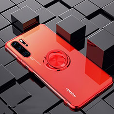 Coque Ultra Slim Silicone Souple Housse Etui Transparente avec Support Bague Anneau Aimante Magnetique C02 pour Huawei P30 Pro New Edition Rouge