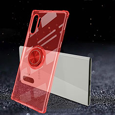 Coque Ultra Slim Silicone Souple Housse Etui Transparente avec Support Bague Anneau Aimante Magnetique C02 pour Samsung Galaxy Note 10 Plus 5G Rouge