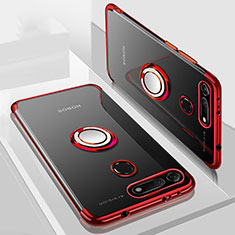 Coque Ultra Slim Silicone Souple Housse Etui Transparente avec Support Bague Anneau Aimante Magnetique C03 pour Huawei Honor V20 Rouge