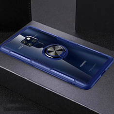 Coque Ultra Slim Silicone Souple Housse Etui Transparente avec Support Bague Anneau Aimante Magnetique C03 pour Huawei Mate 20 X 5G Bleu Ciel