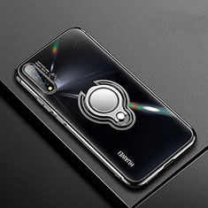 Coque Ultra Slim Silicone Souple Housse Etui Transparente avec Support Bague Anneau Aimante Magnetique C03 pour Huawei Nova 5 Pro Noir