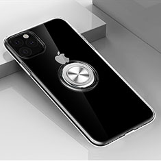 Coque Ultra Slim Silicone Souple Housse Etui Transparente avec Support Bague Anneau Aimante Magnetique F01 pour Apple iPhone 11 Pro Max Clair