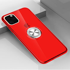 Coque Ultra Slim Silicone Souple Housse Etui Transparente avec Support Bague Anneau Aimante Magnetique F01 pour Apple iPhone 11 Pro Max Rouge