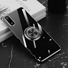 Coque Ultra Slim Silicone Souple Housse Etui Transparente avec Support Bague Anneau Aimante Magnetique pour Sony Xperia Ace II Noir