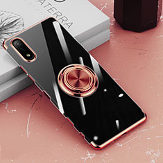 Coque Ultra Slim Silicone Souple Housse Etui Transparente avec Support Bague Anneau Aimante Magnetique pour Sony Xperia Ace II Or Rose