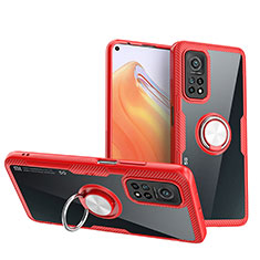 Coque Ultra Slim Silicone Souple Housse Etui Transparente avec Support Bague Anneau Aimante Magnetique ZL1 pour Xiaomi Mi 10T 5G Rouge