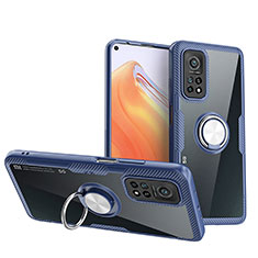 Coque Ultra Slim Silicone Souple Housse Etui Transparente avec Support Bague Anneau Aimante Magnetique ZL1 pour Xiaomi Mi 10T Pro 5G Argent et Bleu