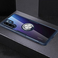 Coque Ultra Slim Silicone Souple Housse Etui Transparente avec Support Bague Anneau C03 pour Huawei P30 Pro New Edition Bleu