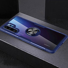 Coque Ultra Slim Silicone Souple Housse Etui Transparente avec Support Bague Anneau C03 pour Huawei P30 Pro New Edition Bleu Ciel