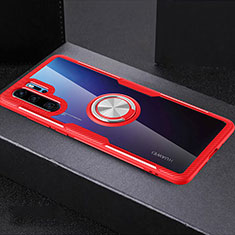 Coque Ultra Slim Silicone Souple Housse Etui Transparente avec Support Bague Anneau C03 pour Huawei P30 Pro New Edition Rouge