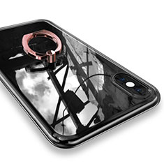Coque Ultra Slim Silicone Souple Housse Etui Transparente avec Support Bague Anneau V01 pour Apple iPhone Xs Max Or Rose