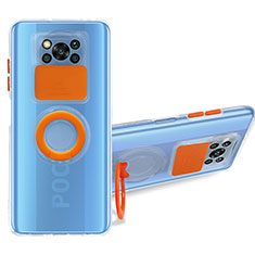 Coque Ultra Slim Silicone Souple Housse Etui Transparente avec Support MJ1 pour Xiaomi Poco X3 NFC Orange