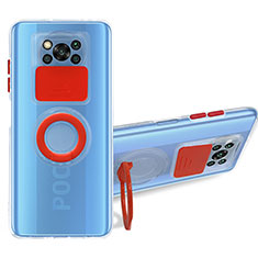 Coque Ultra Slim Silicone Souple Housse Etui Transparente avec Support MJ1 pour Xiaomi Poco X3 NFC Rouge