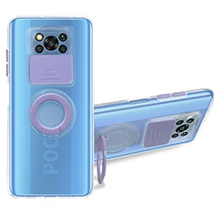Coque Ultra Slim Silicone Souple Housse Etui Transparente avec Support MJ1 pour Xiaomi Poco X3 NFC Violet