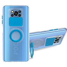 Coque Ultra Slim Silicone Souple Housse Etui Transparente avec Support MJ1 pour Xiaomi Poco X3 Pro Bleu