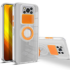 Coque Ultra Slim Silicone Souple Housse Etui Transparente avec Support pour Xiaomi Poco X3 NFC Orange