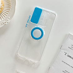 Coque Ultra Slim Silicone Souple Housse Etui Transparente avec Support pour Xiaomi Redmi 9 Bleu Ciel