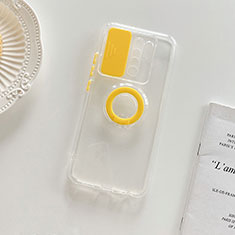 Coque Ultra Slim Silicone Souple Housse Etui Transparente avec Support pour Xiaomi Redmi 9 Jaune