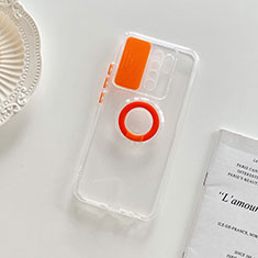 Coque Ultra Slim Silicone Souple Housse Etui Transparente avec Support pour Xiaomi Redmi 9 Orange