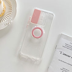 Coque Ultra Slim Silicone Souple Housse Etui Transparente avec Support pour Xiaomi Redmi 9 Rose