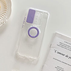 Coque Ultra Slim Silicone Souple Housse Etui Transparente avec Support pour Xiaomi Redmi 9 Violet