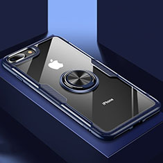 Coque Ultra Slim Silicone Souple Housse Etui Transparente avec Support S01 pour Apple iPhone 7 Plus Bleu