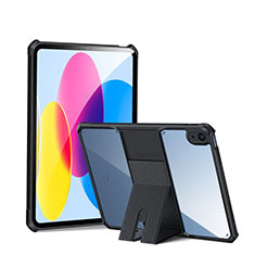 Coque Ultra Slim Silicone Souple Housse Etui Transparente avec Support S02 pour Apple iPad 10.9 (2022) Noir