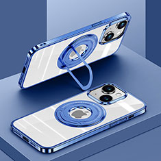 Coque Ultra Slim Silicone Souple Transparente avec Mag-Safe Magnetic Magnetique AC1 pour Apple iPhone 13 Bleu