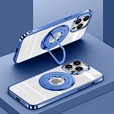 Coque Ultra Slim Silicone Souple Transparente avec Mag-Safe Magnetic Magnetique AC1 pour Apple iPhone 13 Pro Bleu