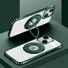 Coque Ultra Slim Silicone Souple Transparente avec Mag-Safe Magnetic Magnetique AC1 pour Apple iPhone 13 Vert