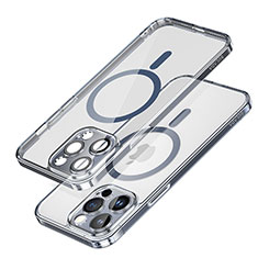 Coque Ultra Slim Silicone Souple Transparente avec Mag-Safe Magnetic Magnetique LD1 pour Apple iPhone 13 Pro Max Bleu