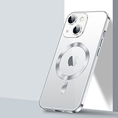 Coque Ultra Slim Silicone Souple Transparente avec Mag-Safe Magnetic Magnetique LD2 pour Apple iPhone 14 Plus Argent