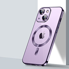 Coque Ultra Slim Silicone Souple Transparente avec Mag-Safe Magnetic Magnetique LD2 pour Apple iPhone 14 Plus Violet