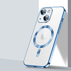 Coque Ultra Slim Silicone Souple Transparente avec Mag-Safe Magnetic Magnetique LD2 pour Apple iPhone 15 Plus Bleu
