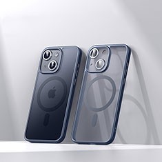 Coque Ultra Slim Silicone Souple Transparente avec Mag-Safe Magnetic Magnetique LD4 pour Apple iPhone 14 Plus Bleu