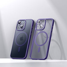 Coque Ultra Slim Silicone Souple Transparente avec Mag-Safe Magnetic Magnetique LD4 pour Apple iPhone 14 Plus Violet