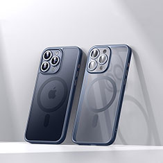 Coque Ultra Slim Silicone Souple Transparente avec Mag-Safe Magnetic Magnetique LD4 pour Apple iPhone 14 Pro Bleu