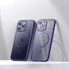 Coque Ultra Slim Silicone Souple Transparente avec Mag-Safe Magnetic Magnetique LD4 pour Apple iPhone 14 Pro Violet