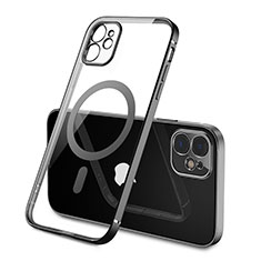 Coque Ultra Slim Silicone Souple Transparente avec Mag-Safe Magnetic Magnetique M01 pour Apple iPhone 12 Mini Noir