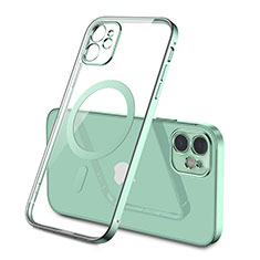 Coque Ultra Slim Silicone Souple Transparente avec Mag-Safe Magnetic Magnetique M01 pour Apple iPhone 12 Mini Pastel Vert