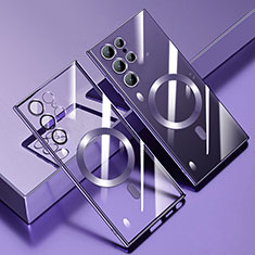 Coque Ultra Slim Silicone Souple Transparente avec Mag-Safe Magnetic Magnetique M01 pour Samsung Galaxy S21 Ultra 5G Violet