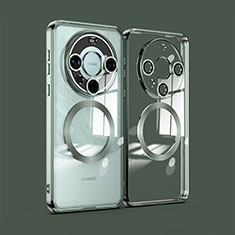 Coque Ultra Slim Silicone Souple Transparente avec Mag-Safe Magnetic Magnetique P01 pour Huawei Mate 60 Pro+ Plus Vert